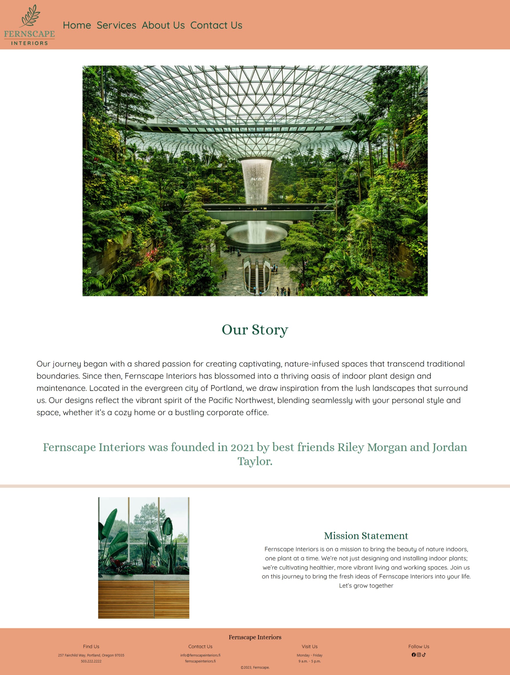 Fernscape Interiors about website page