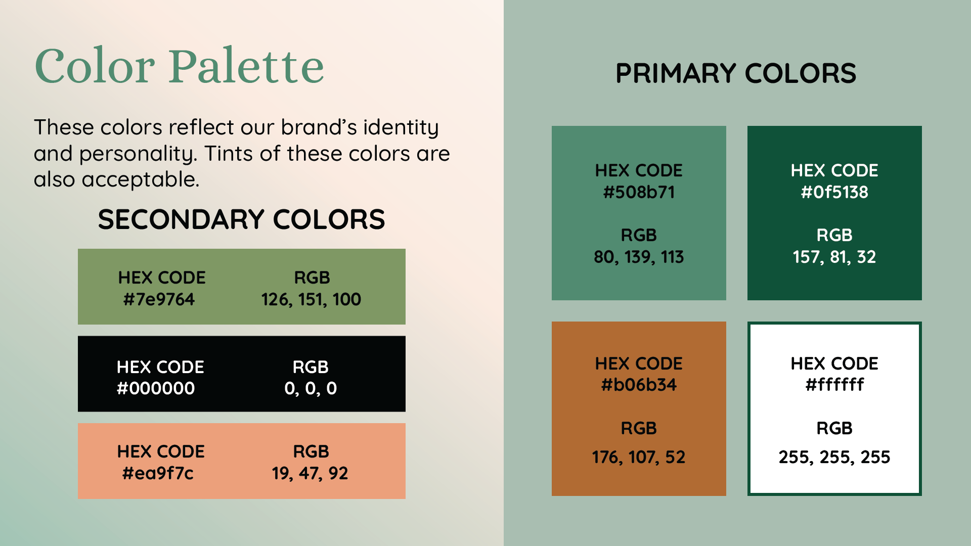 Fernscape Interiors brand color palette
