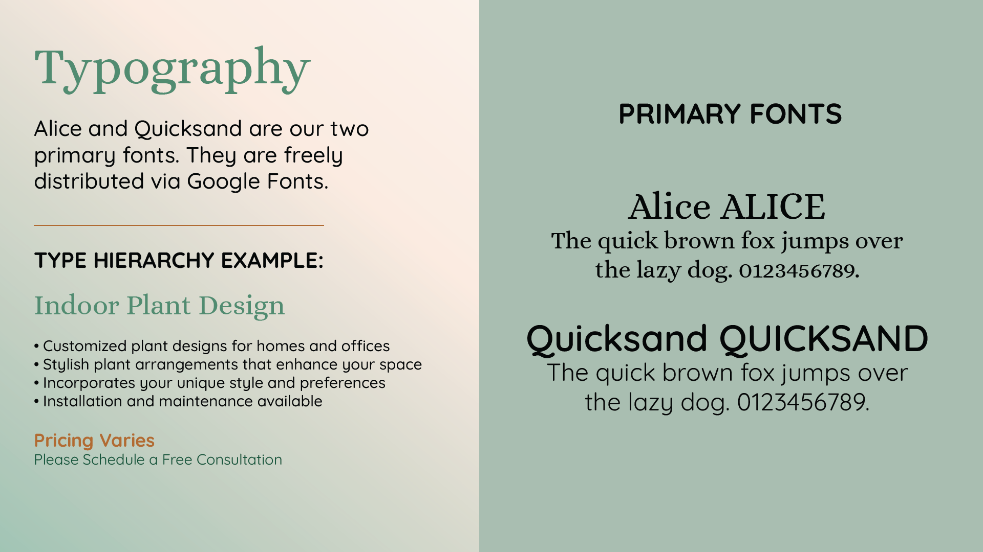 Fernscape Interiors typography guidelines