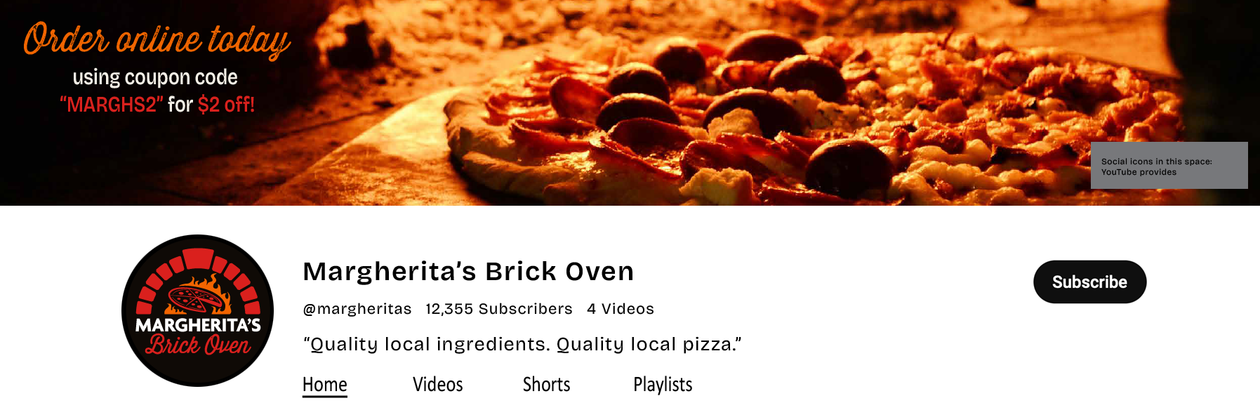 Margherita's Brick Oven YouTube channel design concept