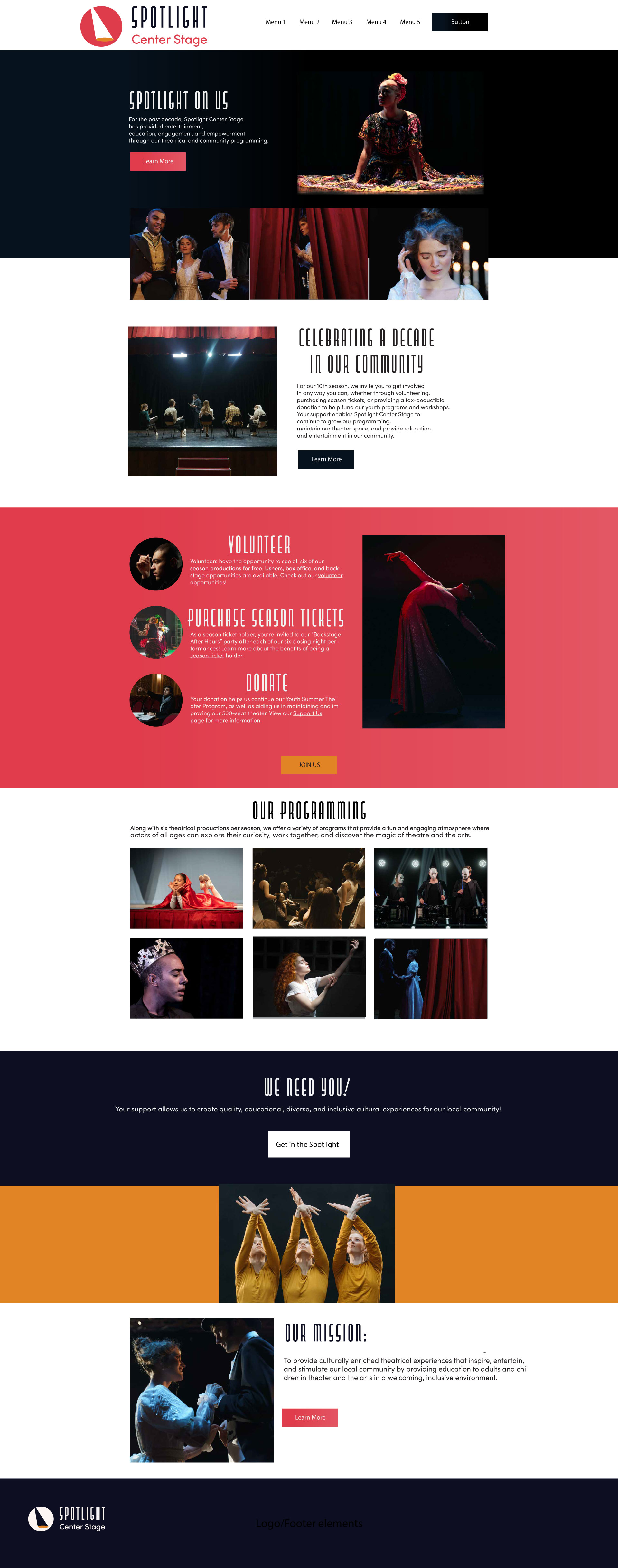 Spotlight Center Stage landing-page design