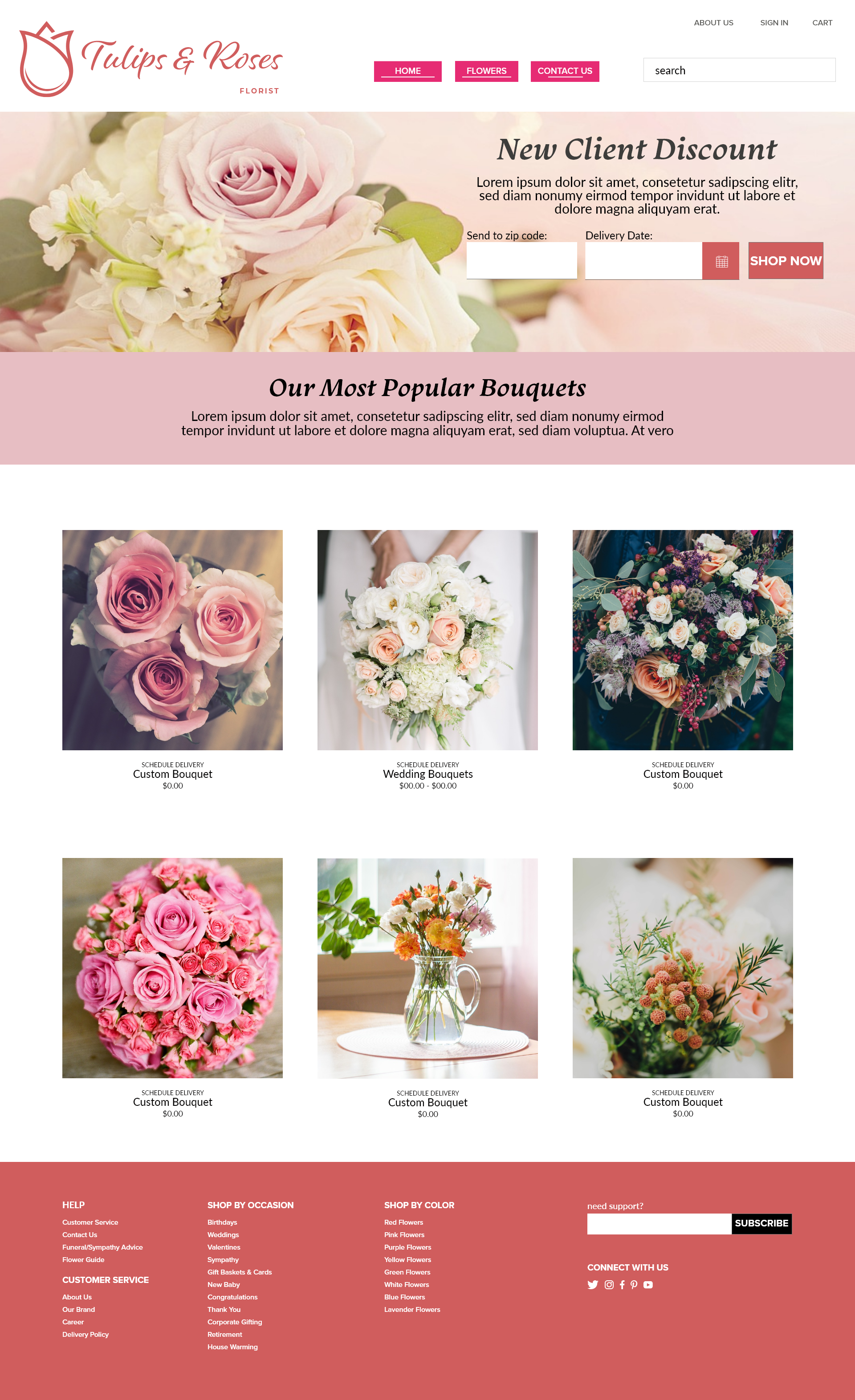 Responsive website designs for the Tulips and Roses florist