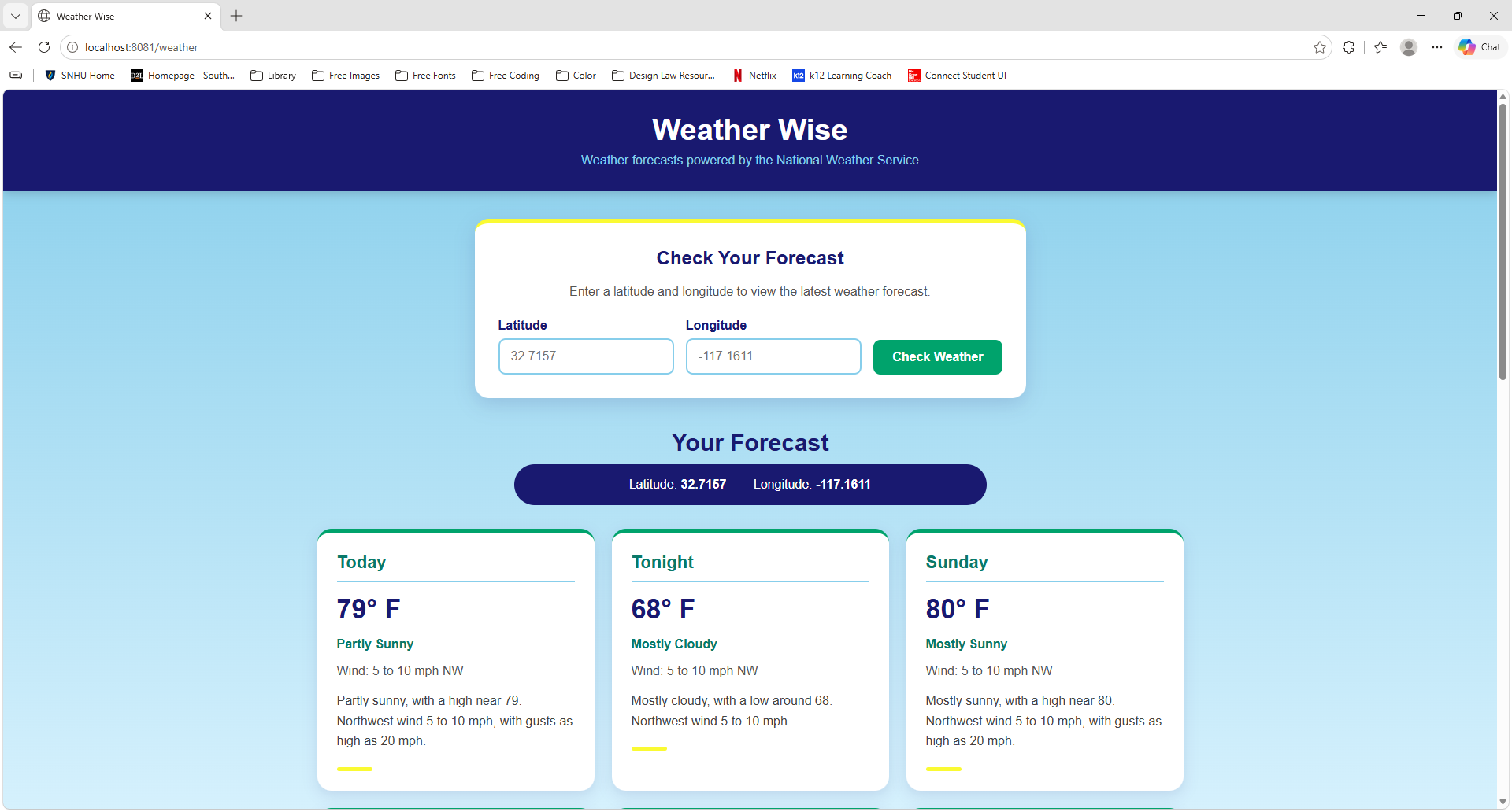 Weather Wise Java and Spring Boot weather forecast application