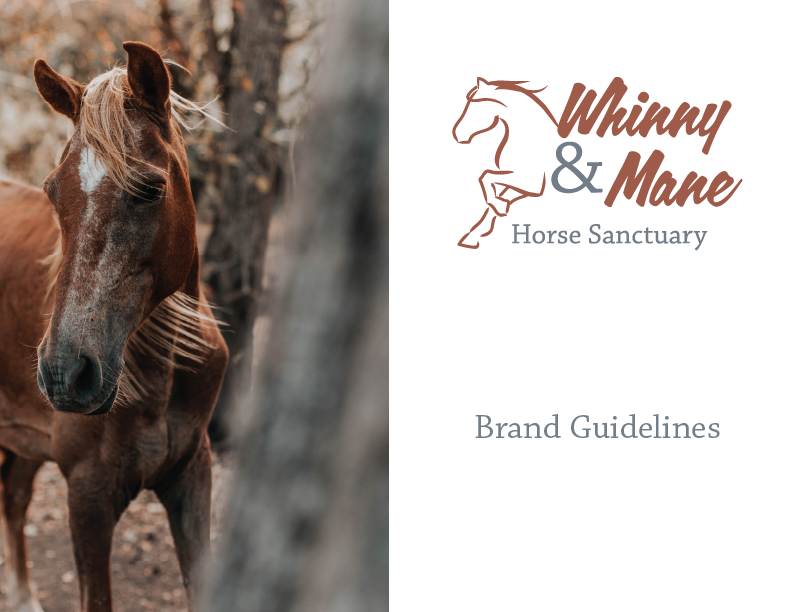 Whinny and Mane Horse Sanctuary brand guide cover